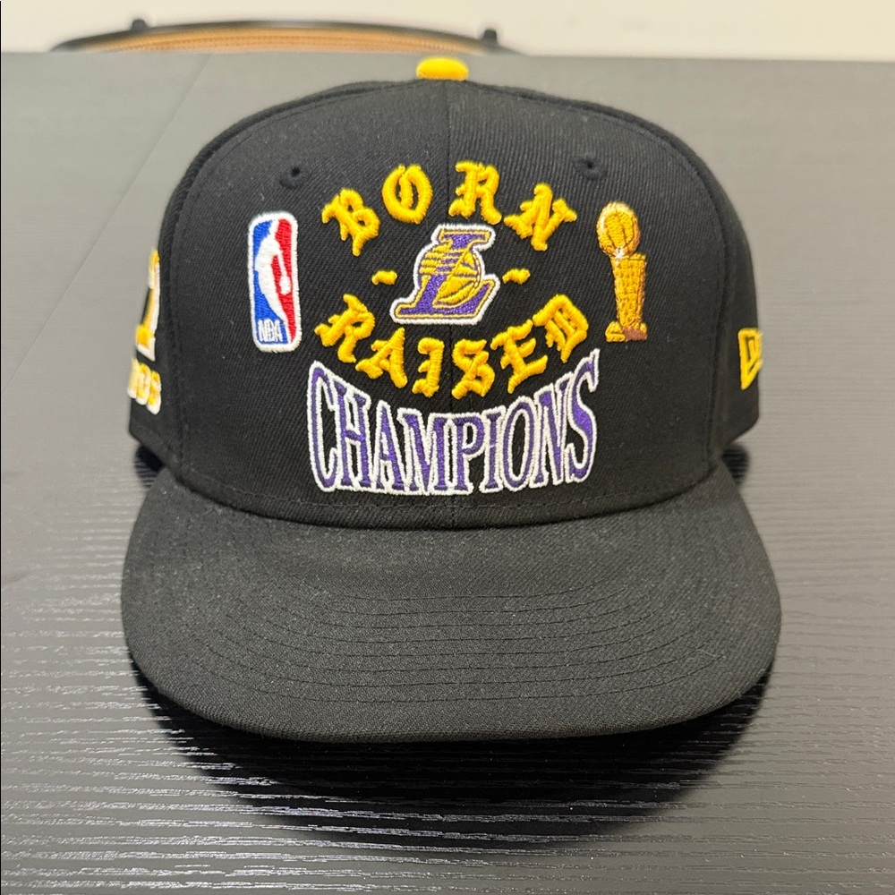 New Era Black 59FIFTY Fitted Hat with Yellow Accent